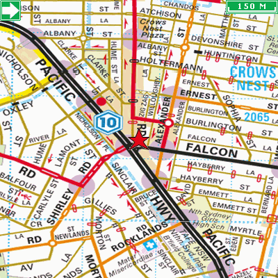 シドニーのパブ：クローズネストホテルCrows Nest Hotelの地図